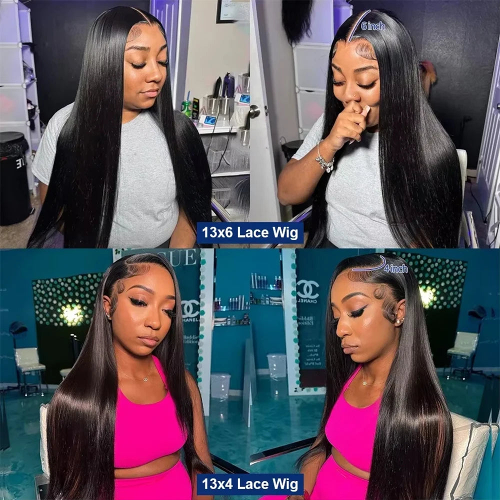 18 46 Inch 200 Density Frontal Wig Brazilian Wigs Human Hair 5x5 Bone Straight HD Transparent Lace Front Wigs