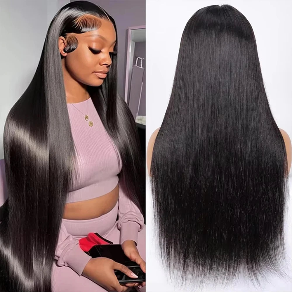 18 46 Inch 200 Density Frontal Wig Brazilian Wigs Human Hair 5x5 Bone Straight HD Transparent Lace Front Wigs