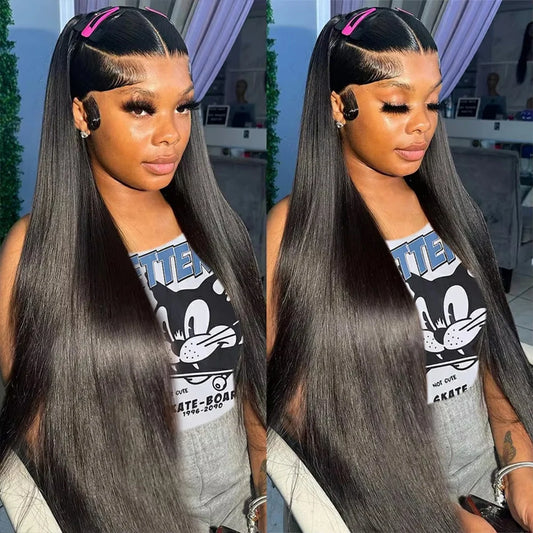 18 46 Inch 200 Density Frontal Wig Brazilian Wigs Human Hair 5x5 Bone Straight HD Transparent Lace Front Wigs