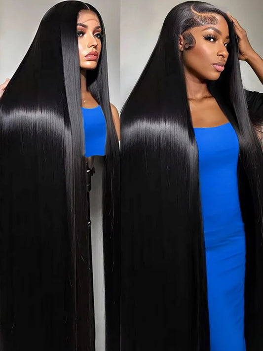 300 Density Bone Straight 13x6 Hd Lace Frontal Wig 40 46Inch 13x4 Lace Frontal Brazilian Human Hair